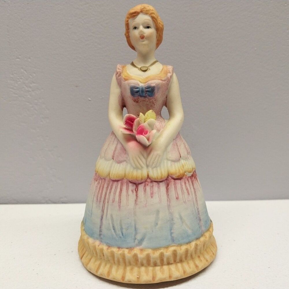 Vintage 1978 CMI Boston Lady Bell Porcelain Figurine Shoe Clapper Taiwan 5"